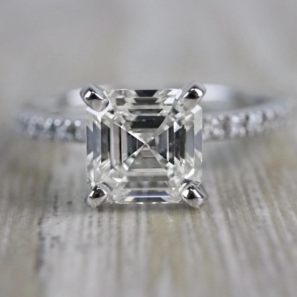 Jewelry - 925 SS ASSCHER CUT DIAMOND RING